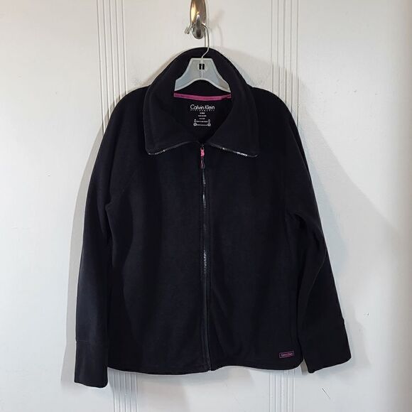 Plus Size Calvin Klein Performance Women's Black Fleece Jacket - Picture 1 of 10